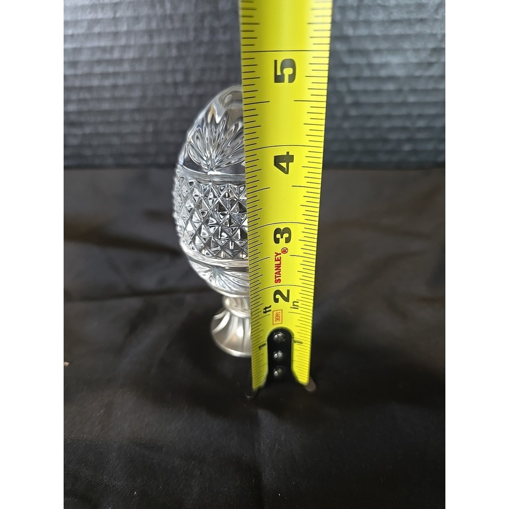 Vintage 1993 AVON Majestic 24% Lead Crystal Egg with Pewter Base Stand Easter - Picture 4 of 4